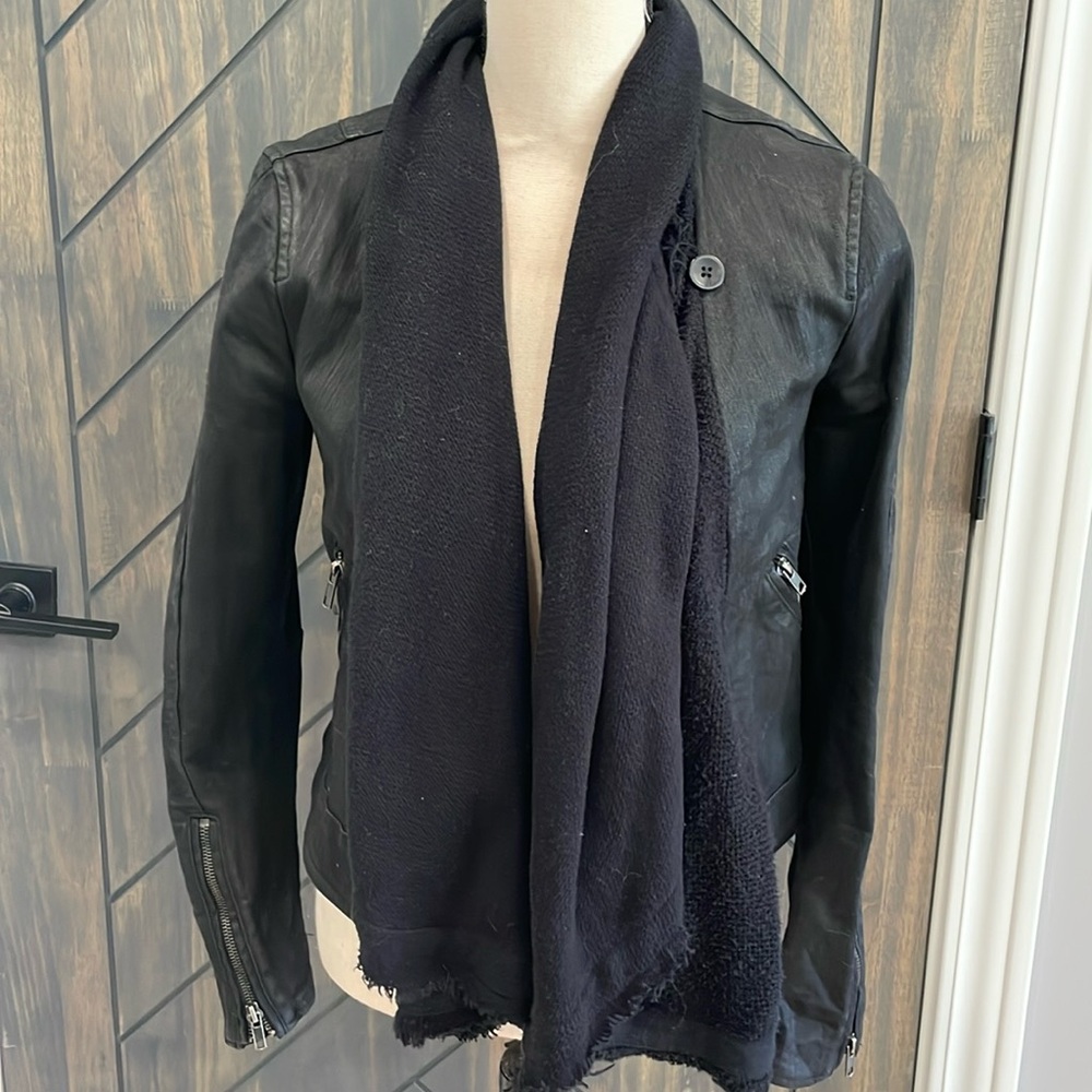Free People Coated Denim Moto Jacket Size 2